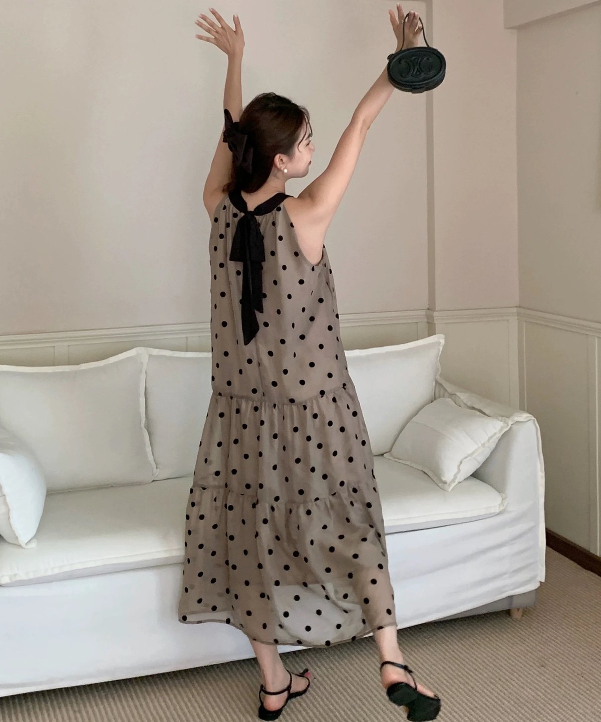 24SS ESTNATION アメリカンスリーブ フレアワンピース 36 ロング ESTNATION（エストネーション）の「ESTNATION / アメリカン