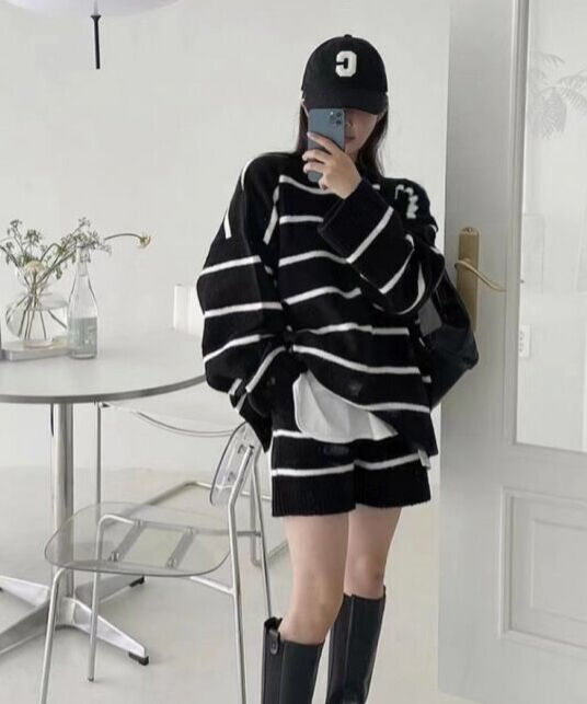 thpry cnlor  ボーダーニットセットアップ ボーダー ニット セットアップ | EYARN