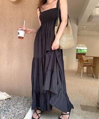 ティアード フレア ロングワンピース