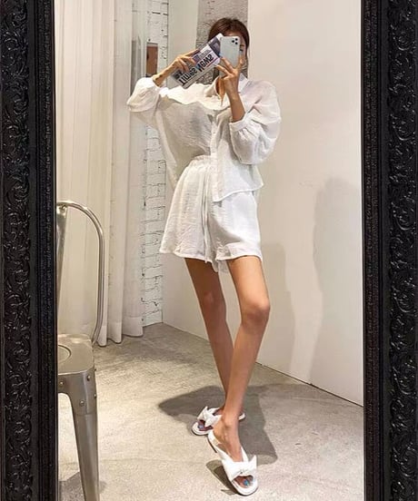 シアーブラウス＆ショートパンツ ツーピース