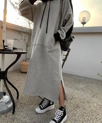 2トーンフーディ スウェットワンピース