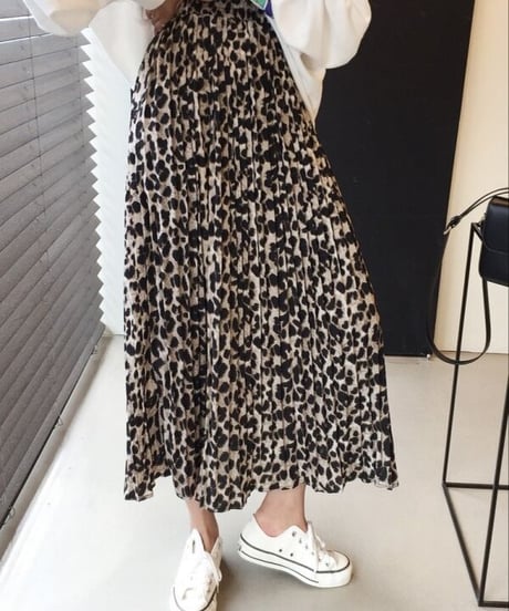 レオパード ロングプリーツスカート