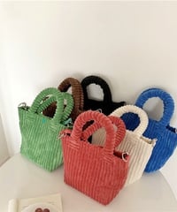 コーデュロイ ショルダー付きトート