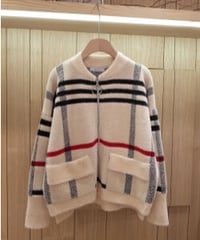チェック ジッパーニットジャケット