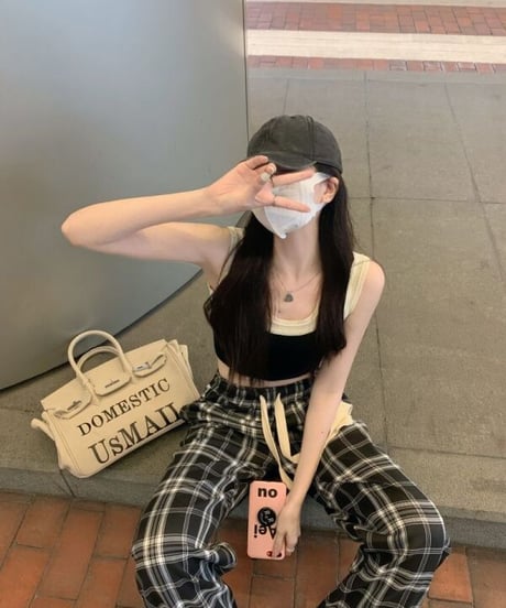 チェックルーズワイドパンツ