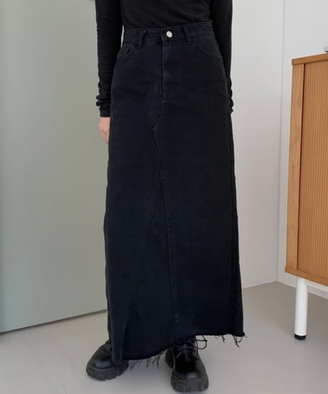 カットオフ デニムロングスカート