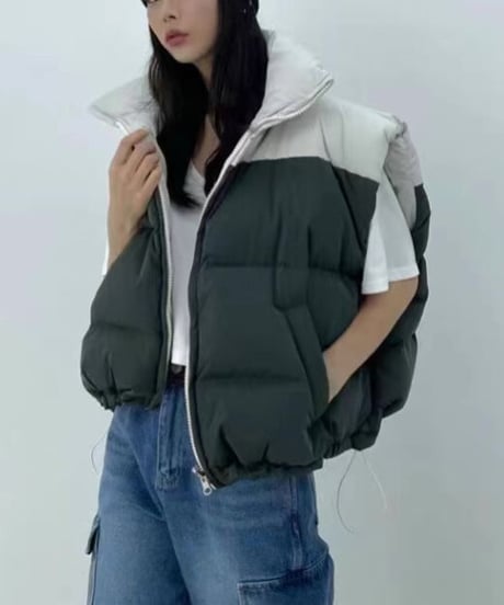 ツートーン ダウンベスト