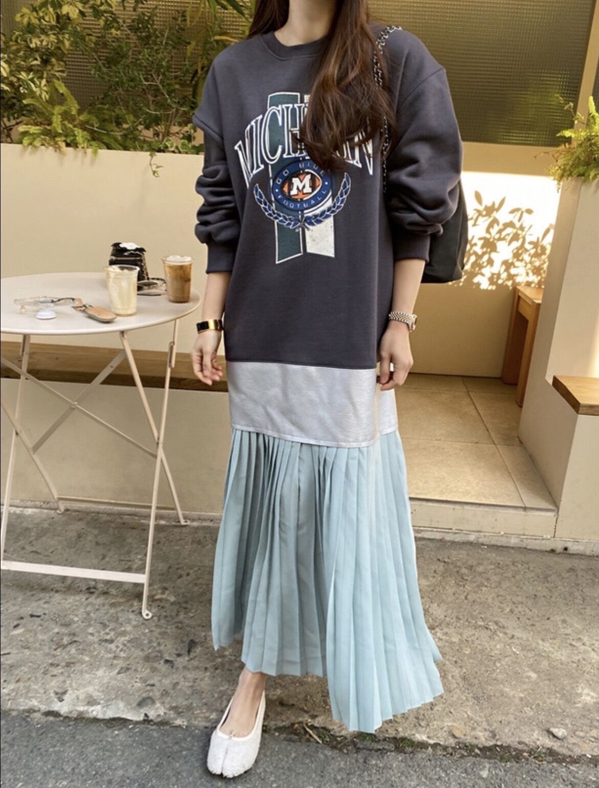 スウェット切り替えプリーツワンピース | EYARN