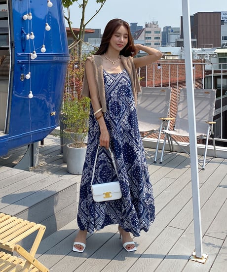 ペイズリー柄 ロングキャミワンピース