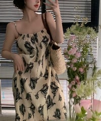 フラワープリント シフォンワンピース