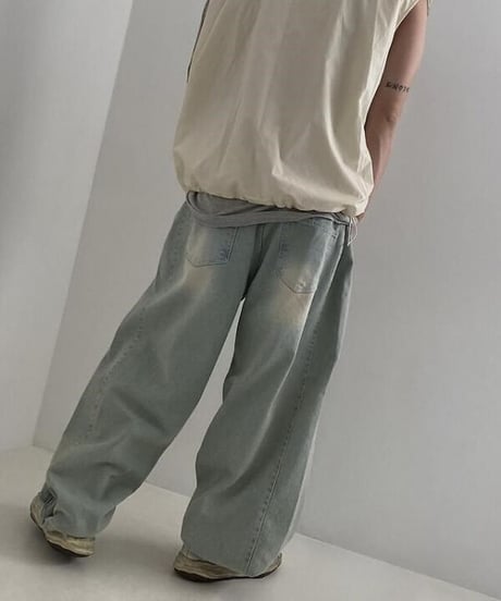 バギー デニムパンツ ライトブルー