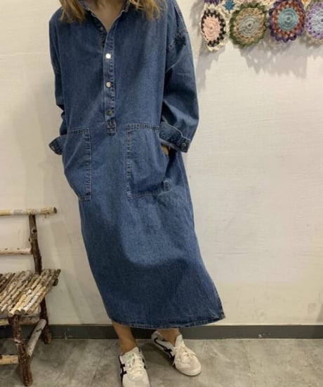 デニムロングワンピース