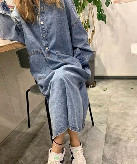 デニムロングワンピース