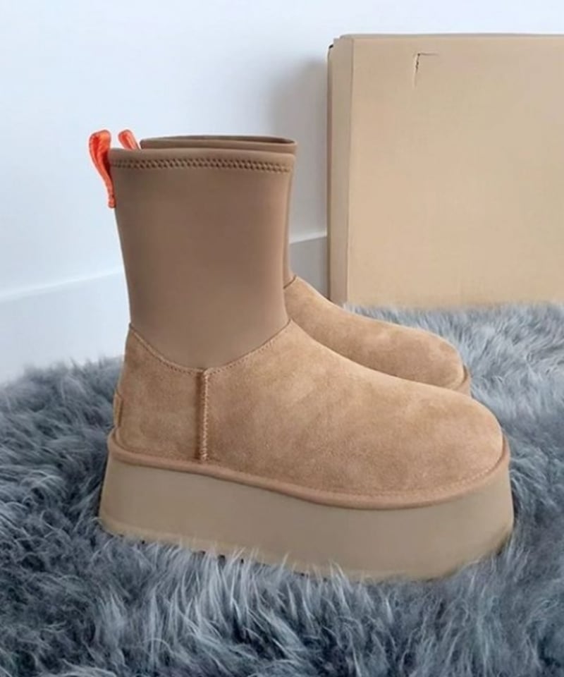 Mouton Trim Suede Boots ムートントリム スエード ブーツ 切り替え厚底ムートンブーツ | EYARN
