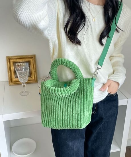 コーデュロイ ショルダー付きトート