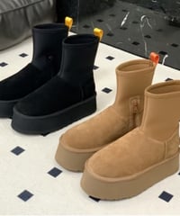 切り替え厚底ムートンブーツ