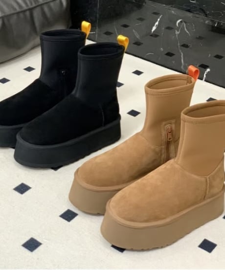 切り替え厚底ムートンブーツ