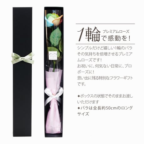 レインボーローズ ピュアパステル Mサイズ 1輪ＢＯＸ 生花 バラ 花束 ボックスフラワー フラワーギフト 安心のメーカー直販