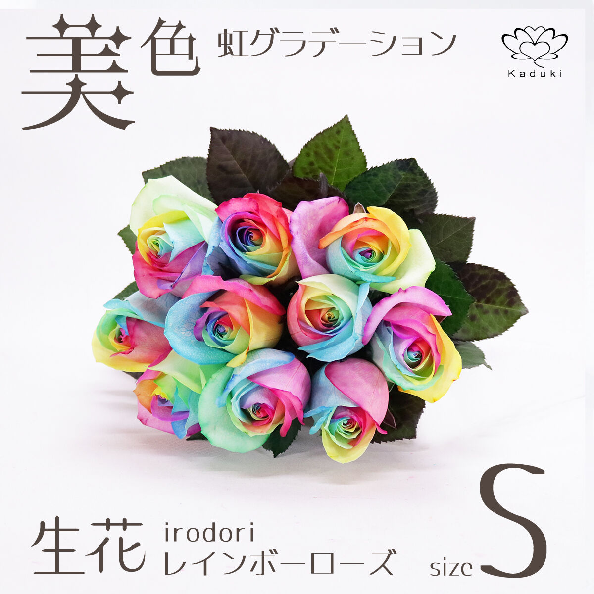 レインボーローズ イロドリ Sサイズ 選べる本数 花束 生花バラ