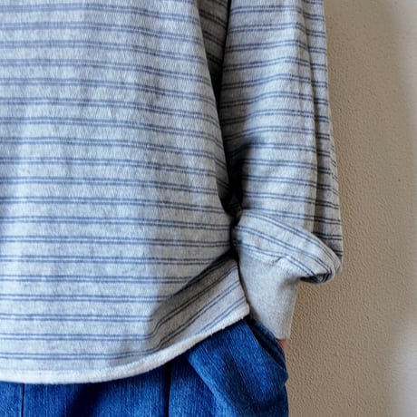 WALLA2 US MADE STRIPE LT TERRY CREW