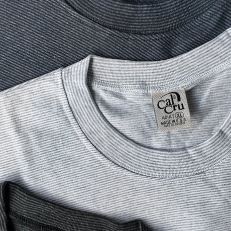 CalCru "Micro Stripe Short Sleeve TShirt " Made in USA🇺🇸🌴