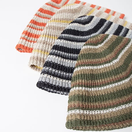 Racal"Multi border japanese paper knit hat"