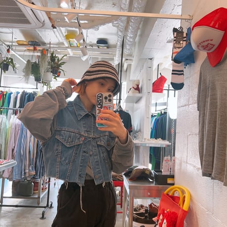 Racal"Multi border japanese paper knit hat"