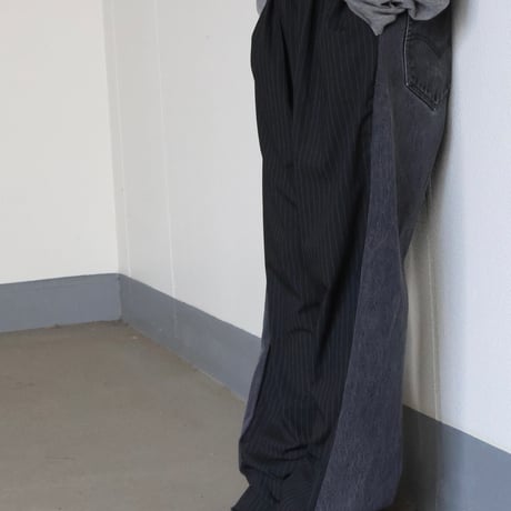 Redad×Tem Ex "Frontstripe Back Denim hybrid Pants"