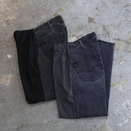 Redad×Tem Ex "Frontstripe Back Denim hybrid Pants"