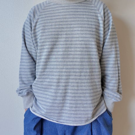 WALLA2 US MADE STRIPE LT TERRY CREW