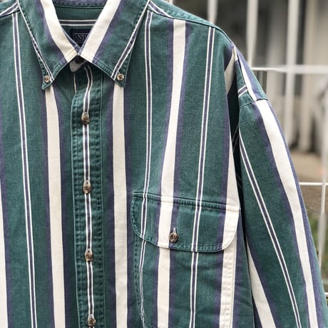 90's LANDS'END F/S Stripe Shirts