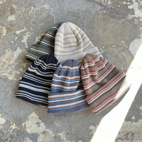 RACAL Japanese Paper Blend Multi Stripe Knit Beanie 1341
