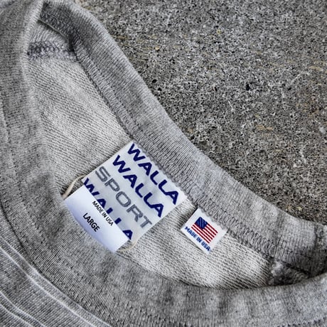 WALLA2 US MADE STRIPE LT TERRY CREW