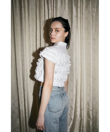 BONNE tulle frill fluffy blouse