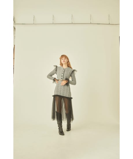tulle cable knit skirt gray