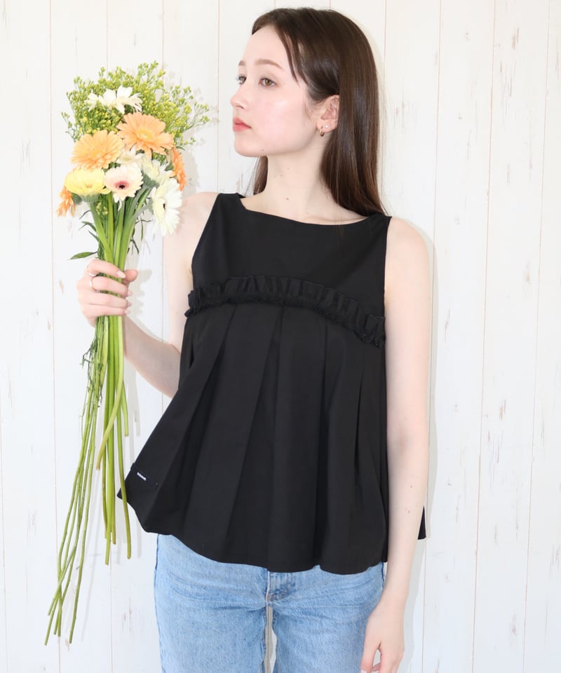 wave frill pleats tops black | BONNE wave frill pleats tops black | BONNE