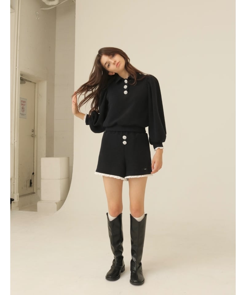 bijou button knit setup navy | BONNE