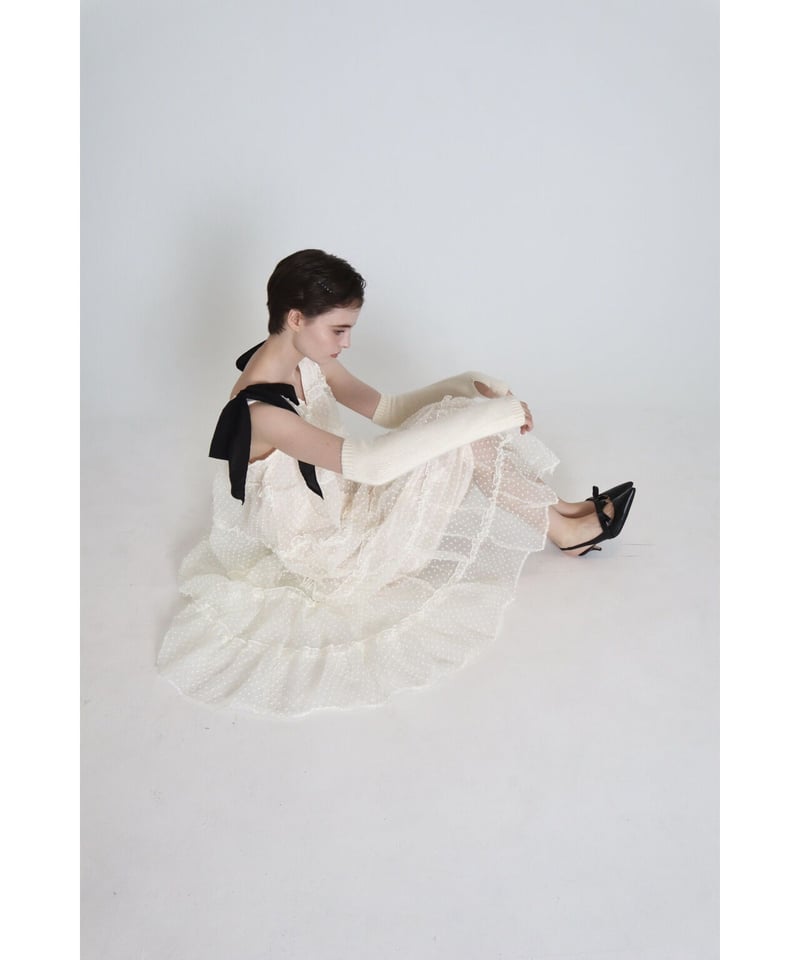 shoulder ribbon tiered one-piece dot tulle | BONNE