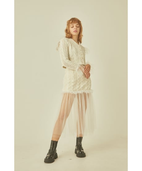 tulle cable knit skirt ivory