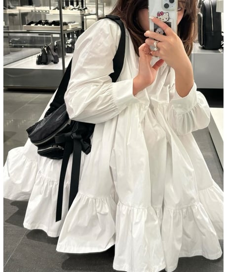 bijou collar tiered one-piece white
