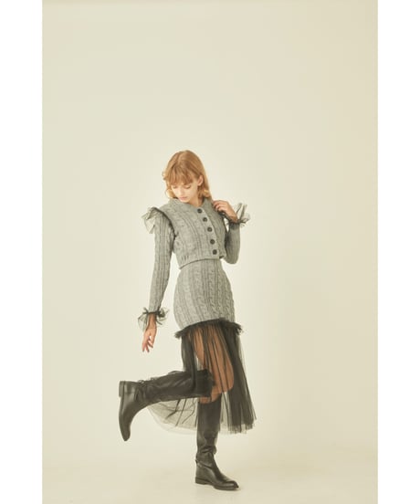 tulle cable knit skirt gray