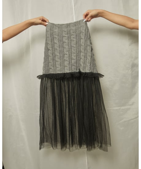 tulle cable knit skirt gray