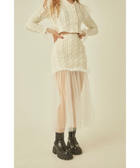 tulle cable knit skirt ivory
