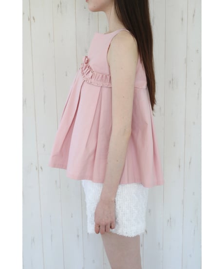 wave frill pleats tops pink