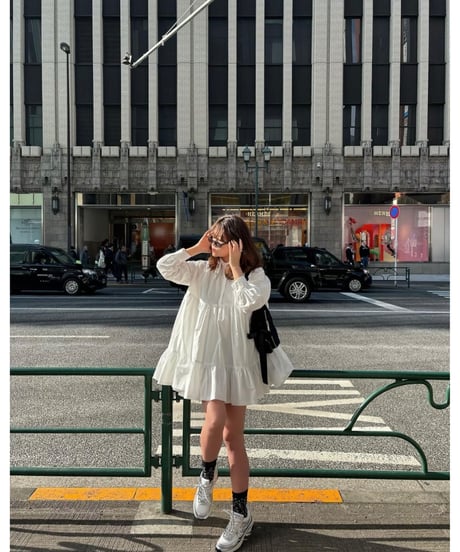 bijou collar tiered one-piece white