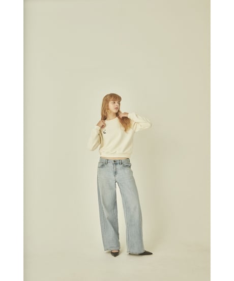 BONNE cat embroidery sweat ivory