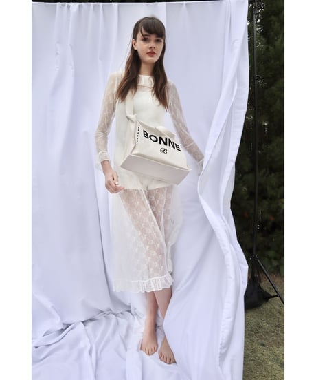 all lace frill long one-piece