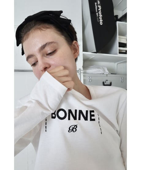 "BONNE B"finger hole long tee White