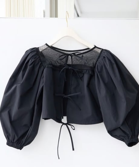 arm volume dot see-through docking blouse black