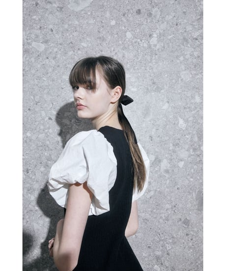 balloon sleeve long one-piece black